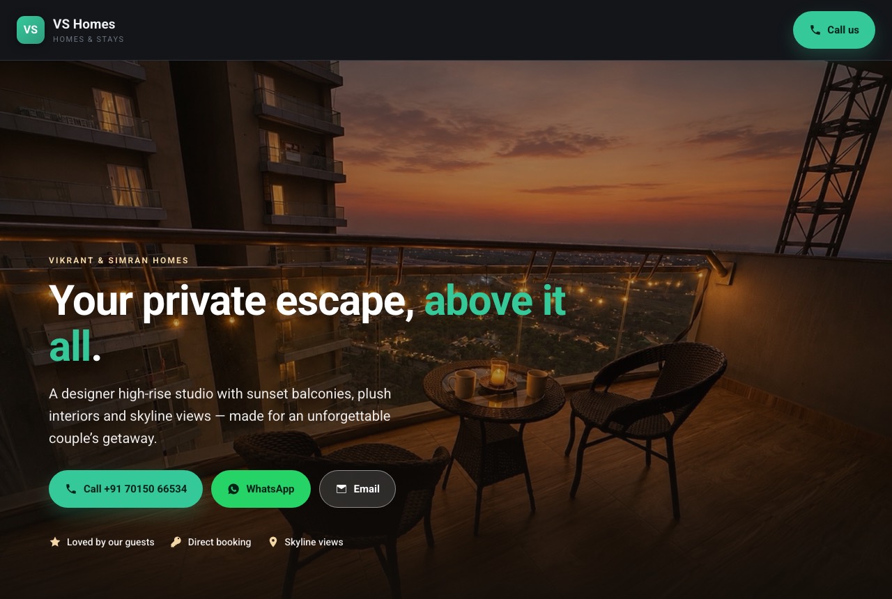 Vikrant & Simran Homes — Your private escape, above it all.